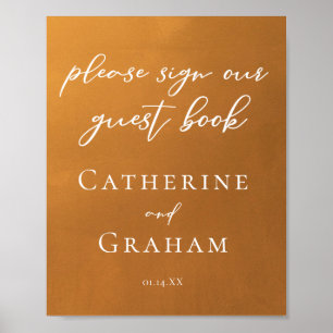 Poster Rustic Gold Mariage Signer Notre Invité Livre Post