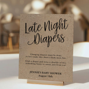 Poster Rustic Kraft Late Night Diaper Activité Douche