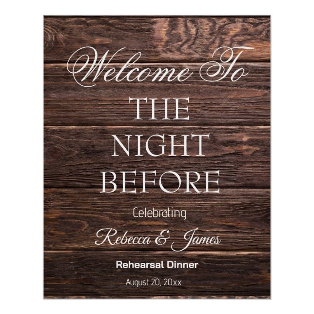 Poster Rustic La Nuit Avant Le Dîner De Répétition Bienve (Devant)