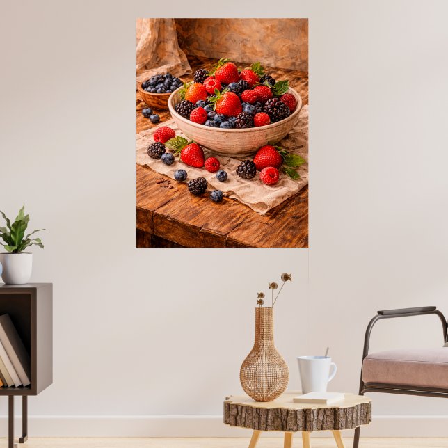 Poster Rustic Mixed Berries Still Life a Cozy Food (Salon 3)