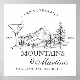 Poster Rustic Mountains & Martinis Camp Bachelorette