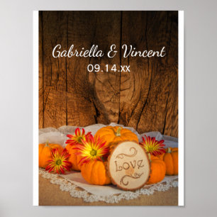Poster Rustic Pumpkins Fall Wedding