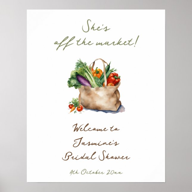 Poster Rustic She's Off the Market Fête des mariées Bienv (Devant)