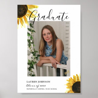 Poster Rustic Sunflower Graduation