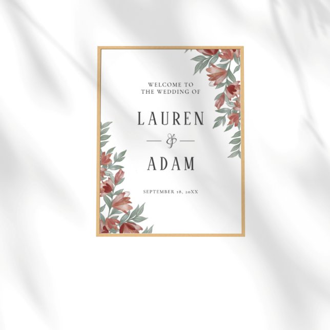 Poster Rustic Terracotta Floral Wedding Sign (Créateur téléchargé)