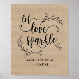 Poster Rustic Vines Mariage Sparkler envoyer l'affiche