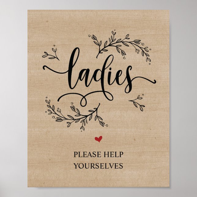 Poster Rustic Vines salle de Mariages - panneau femmes (Devant)