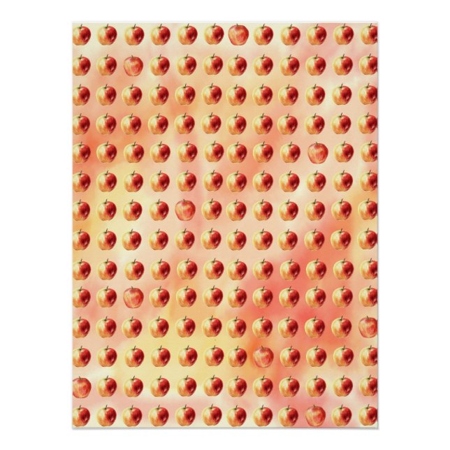 Poster Rustic Watercolor Apple Motif (Devant)