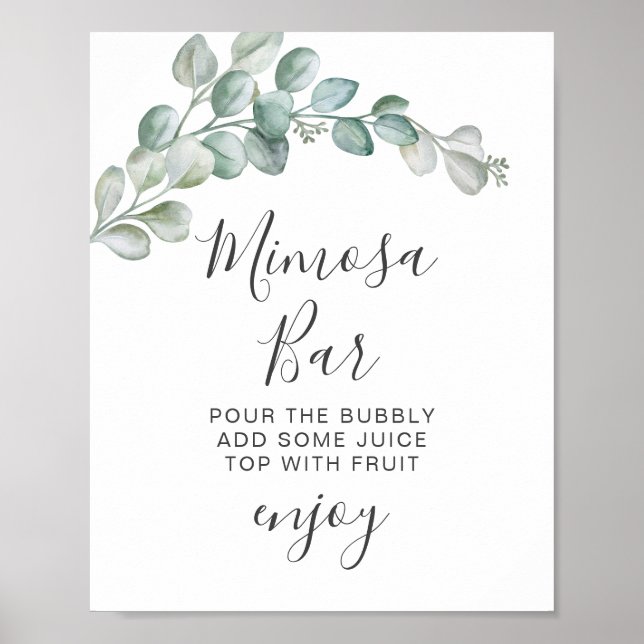Poster Rustic Watercolor Eucalyptus Greenery Wedding (Devant)