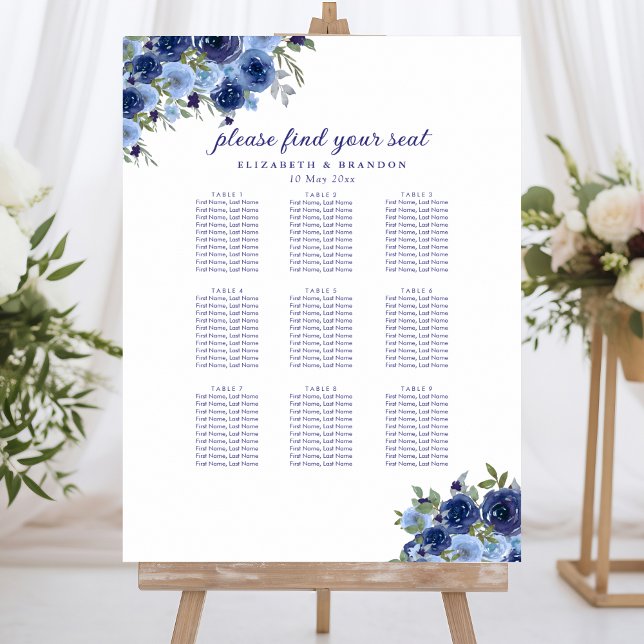 Poster Rustic Wedding with Blue Navy Flowers (Créateur téléchargé)