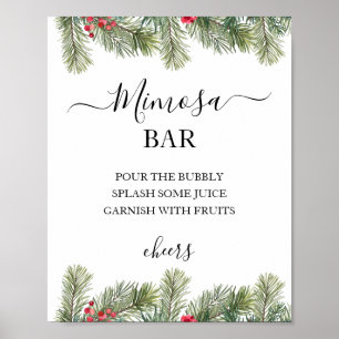 Poster Rustic Winter Berry Pine Mariage de verdure