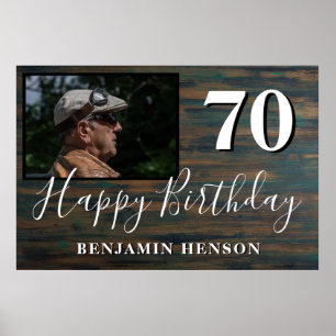 Poster Rustic Wood 70th Birthday Party Photo