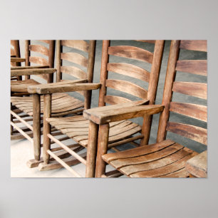 Poster Rustic Wooden Rocking Chairs