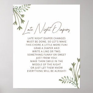 Poster Rustique Boho tard de nuit Diapers Baby shower jeu
