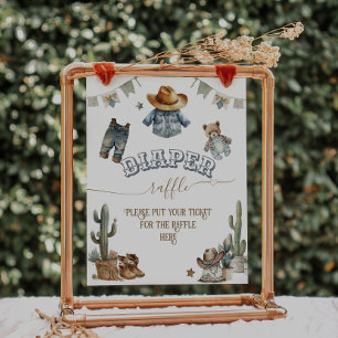 Poster Rustique Boho WildWest Boy Baby shower Déchets Raf