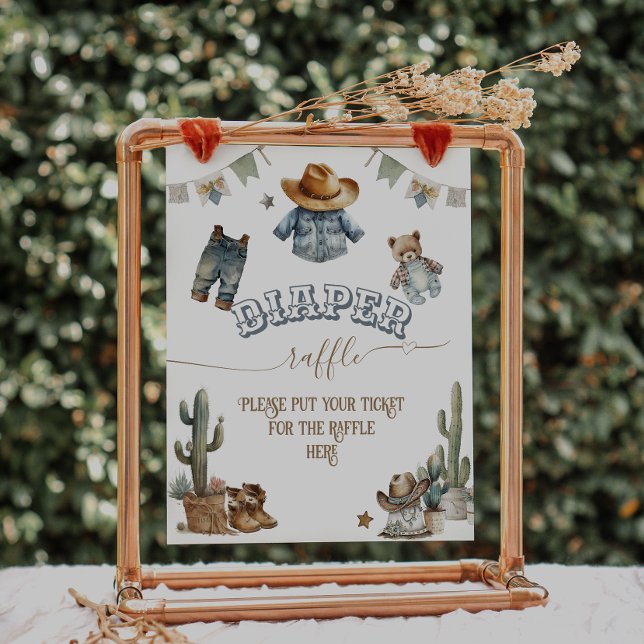 Poster Rustique Boho WildWest Boy Baby shower Déchets Raf (Créateur téléchargé)