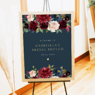 Poster Rustique Bourgogne Marine Floral Bridal Brunch Bie