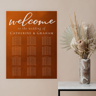 Poster Rustique Burnt Orange Automne Mariage Carte de siè