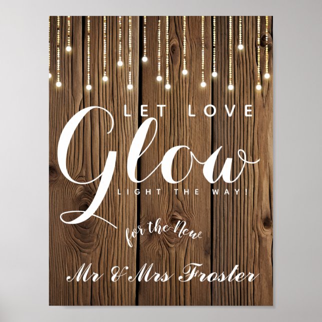 Poster Rustique Chaîne de lumières amour fête de mariage  (Devant)