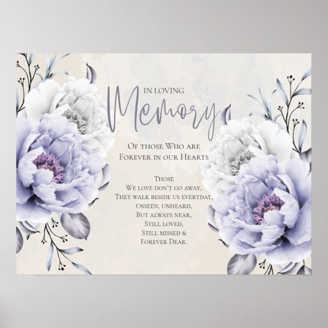 Poster Rustique Lilac et Albâtre Peony Floral Memorial (Devant)