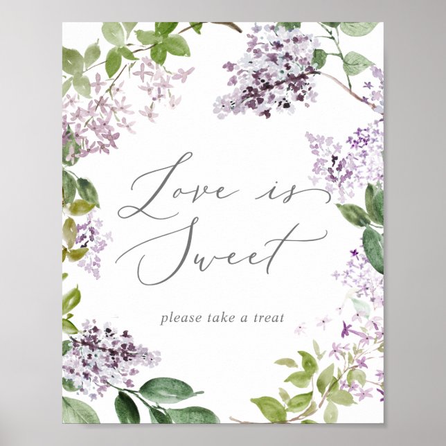 Poster Rustique Lilac Love Is Sweet Mariage Sign (Devant)