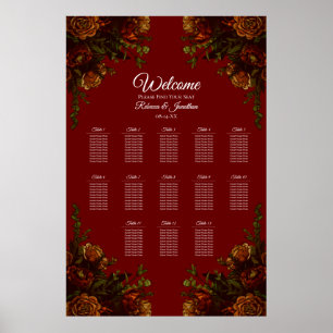 Poster Rustique Orange Red Fall Élégant Mariage gothique