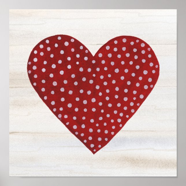 Poster Rustique Polka Dot Valentine Coeur (Devant)