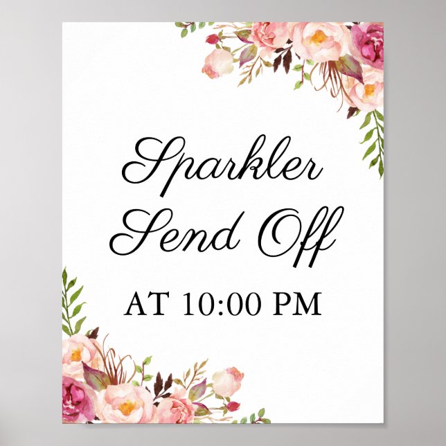 Poster Rustique Rose Floral Sparkler Envoyer (Devant)