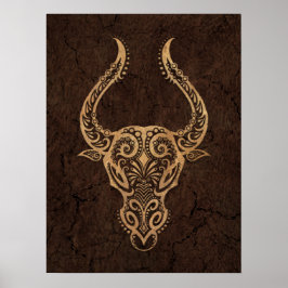 Poster Rustique Taurus Zodiac Connexion sur effet de pier