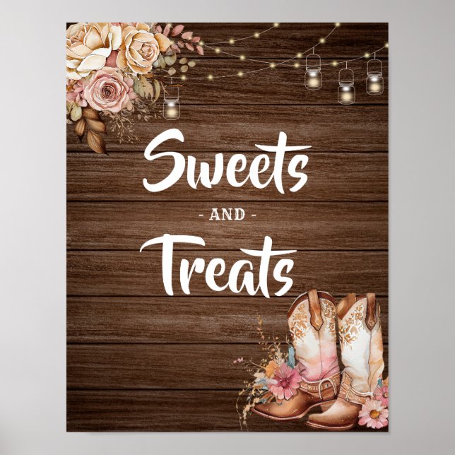 Poster Rustique Texas Bottes Cowgirl Anniversaire Sweets  (Devant)