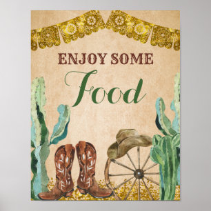 Poster Rustique Texas Cowboy Anniversaire Profitez d'un s