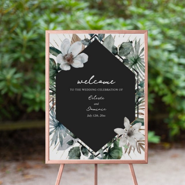 Poster Rustique Tropical Floral Mariage géométrique Accue (Créateur téléchargé)
