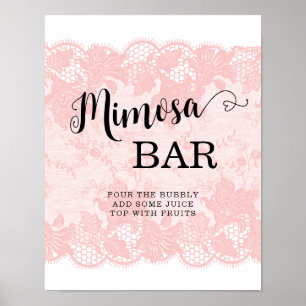 Poster Rustique Vintage Rose Fête de Mariage en Dentelle