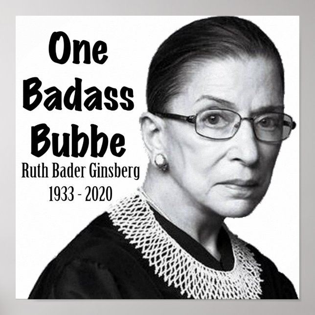 Poster Ruth Bader Ginsburg RBG Décès Mémorial Honneur Bub (Devant)
