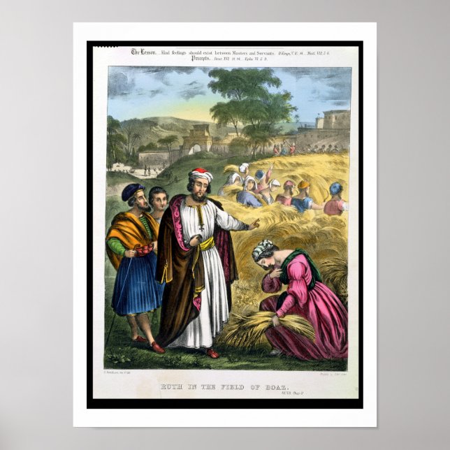 Poster Ruth in the Field of Boaz, tiré d'une bible imprim (Devant)