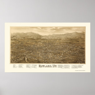 Poster Rutland, VT Panoramic Map - 1885