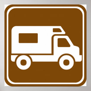 Poster RV Campground Highway Sign