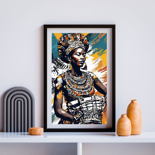 Poster Rythme de son âme - Reine tribale du tambour I