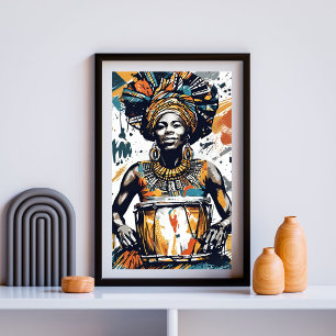 Poster Rythme de son âme - Reine tribale du tambour IV