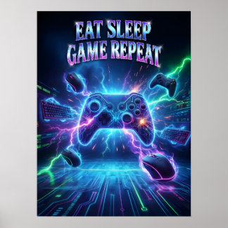 Poster Rythme néon rétro des jeux vidéo