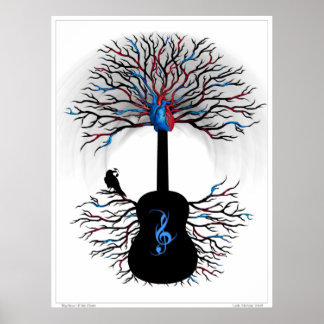 Poster Rythmes du Coeur - ( guitare surréaliste art )