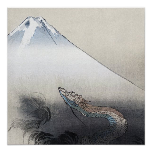 Poster Ryu Shoten : Dragon éblouissant sur Fuji, Japon (Devant)
