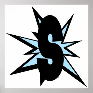 Poster S lettre comme bande dessinée monogramme S initial
