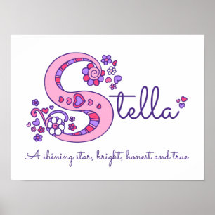 Poster S monogramme art Stella filles nom signifiant affi