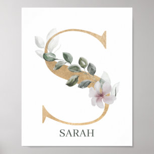 Poster S Monogramme Floral Personnalisé