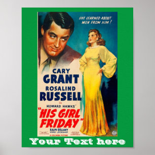 Poster Sa Fille Vendredi-Cary Grant Rosalind Russe