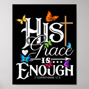 Poster Sa Grâce Suffit - Papillon Art - Religieux