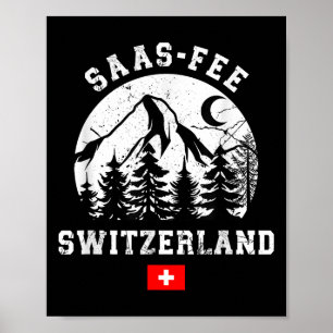 Poster Saas-fee Suisse Station de ski Alpes Ski alpin