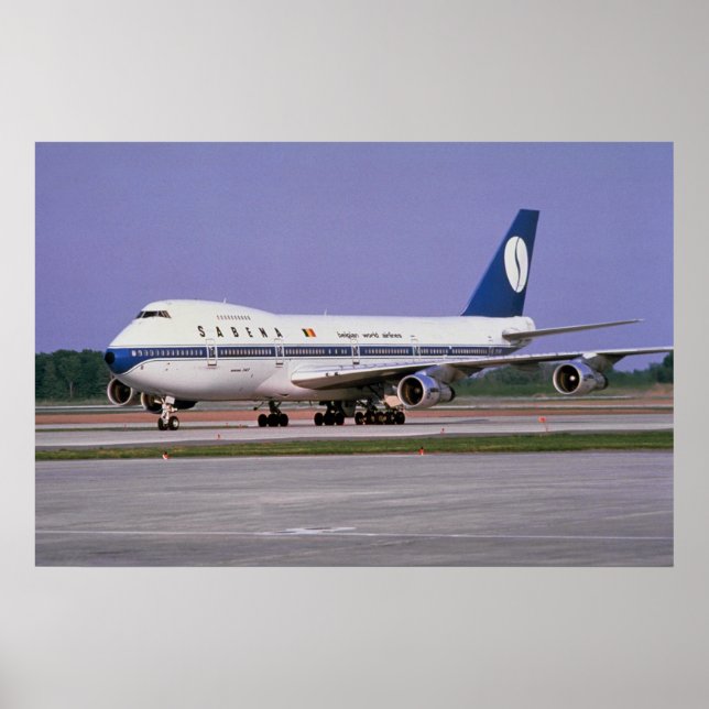 Poster Sabena 747 sur piste, aéroport Mirabel, Montréal,  (Devant)