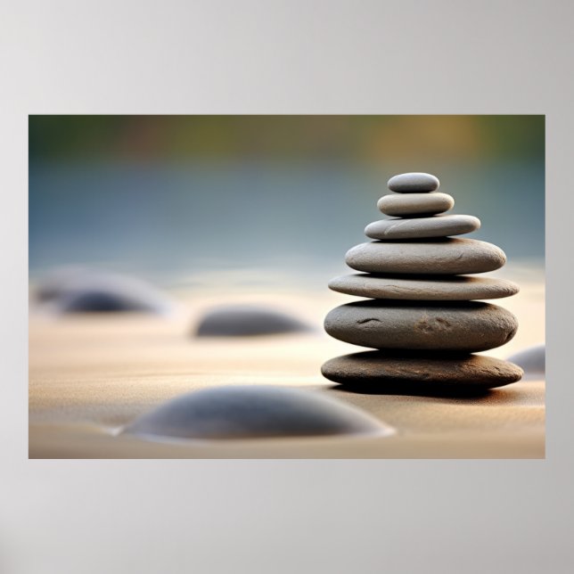 Poster Sable De Pebble Rocheux Tranquille (Devant)